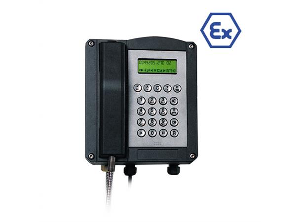 ExResistTel, m/display og tastatur. Sort ATEX industritelefon, IP66